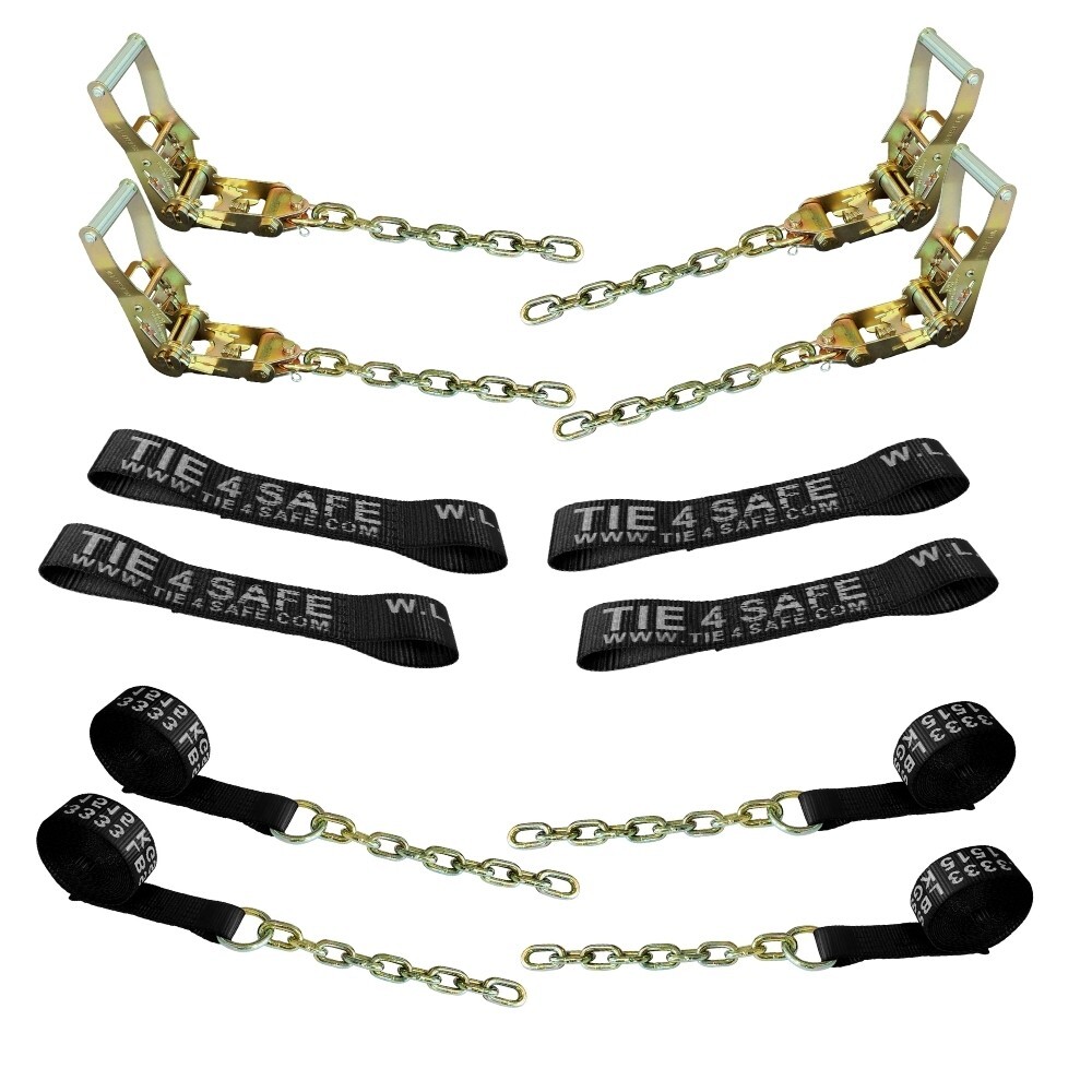 8 Point Roll Back Tie Down System Ratchet Tow Truck Straps