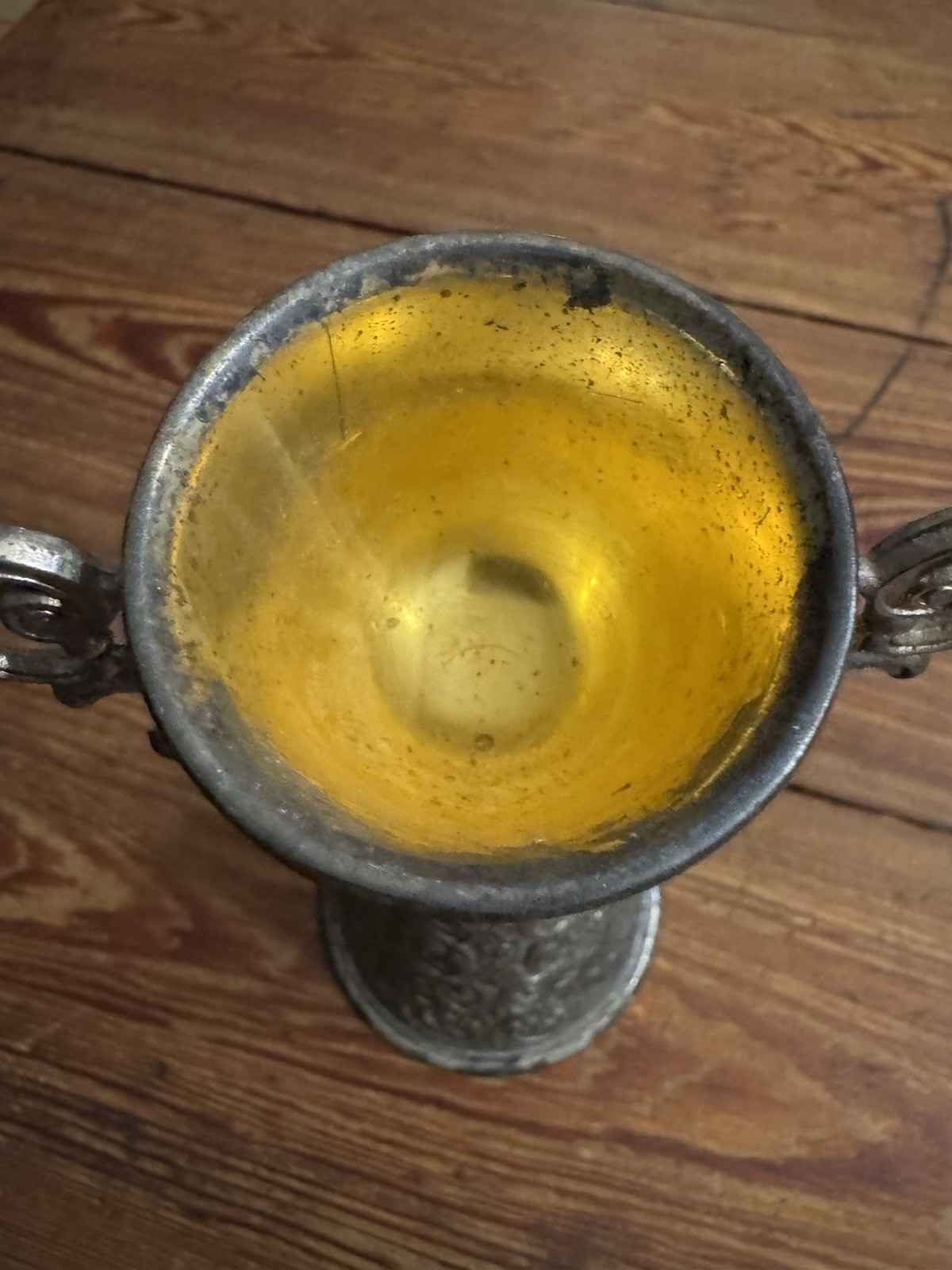 Antique Silver Plate Gold Wash German Bride and Groom Wedding Toasting 8.5” Cup