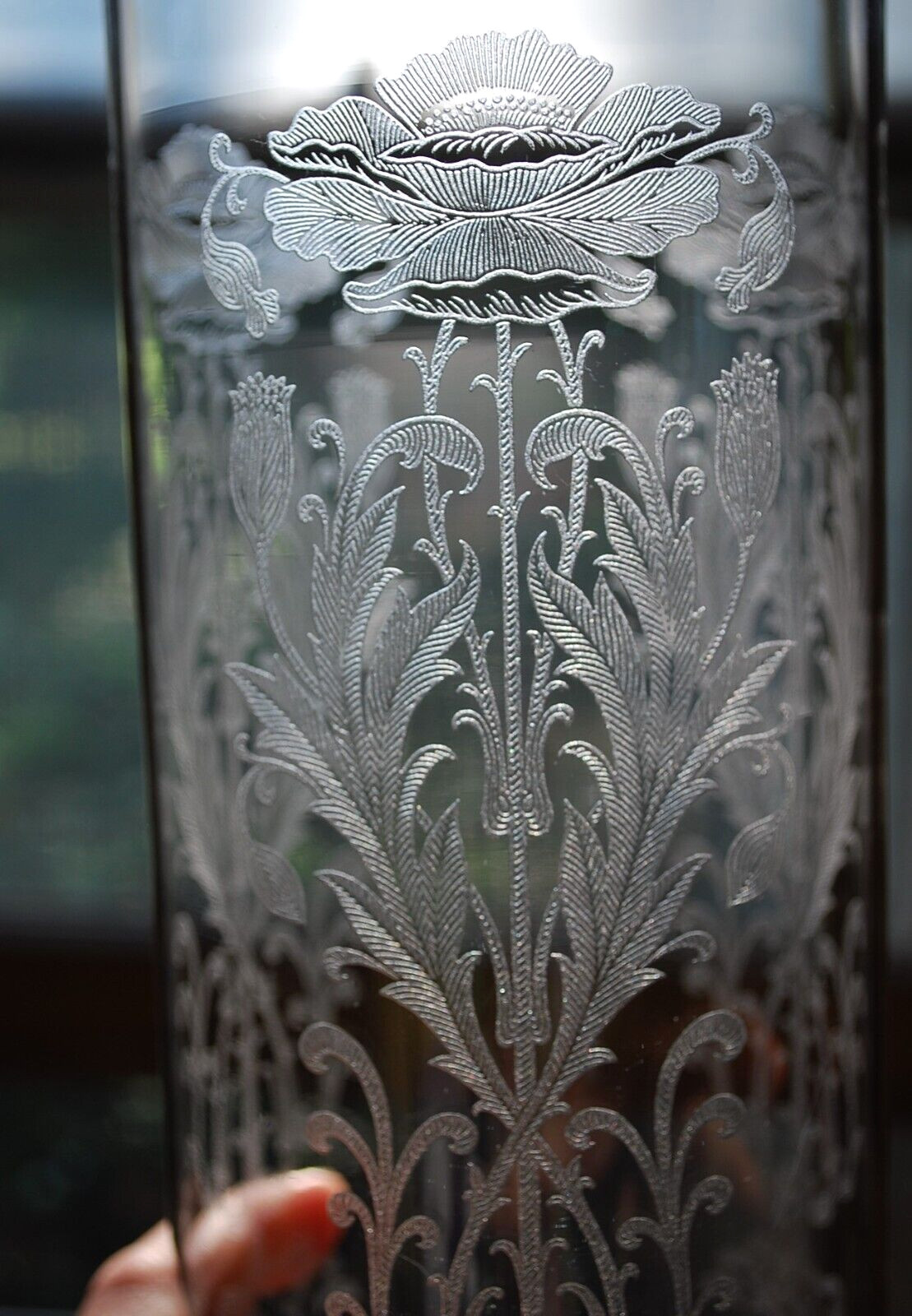 Set 2 TIFFIN FRANCISCAN Crystal Hurricane Lampshades FLANDERS CLEAR ETCH POPPIES