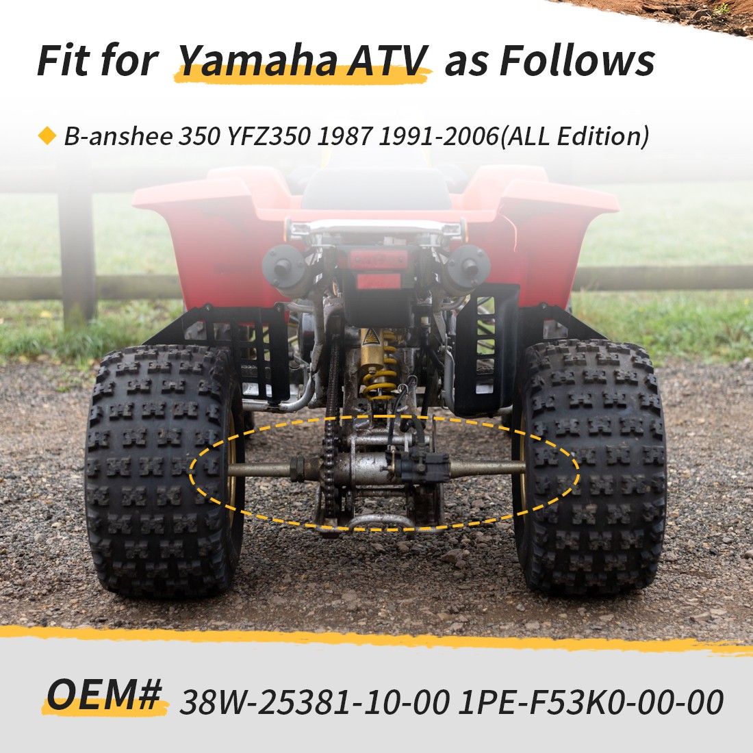 Rear Axle Shaft & Wheel Hubs Kit for Yamaha Banshee 350 YFZ350 1987 1991-2006