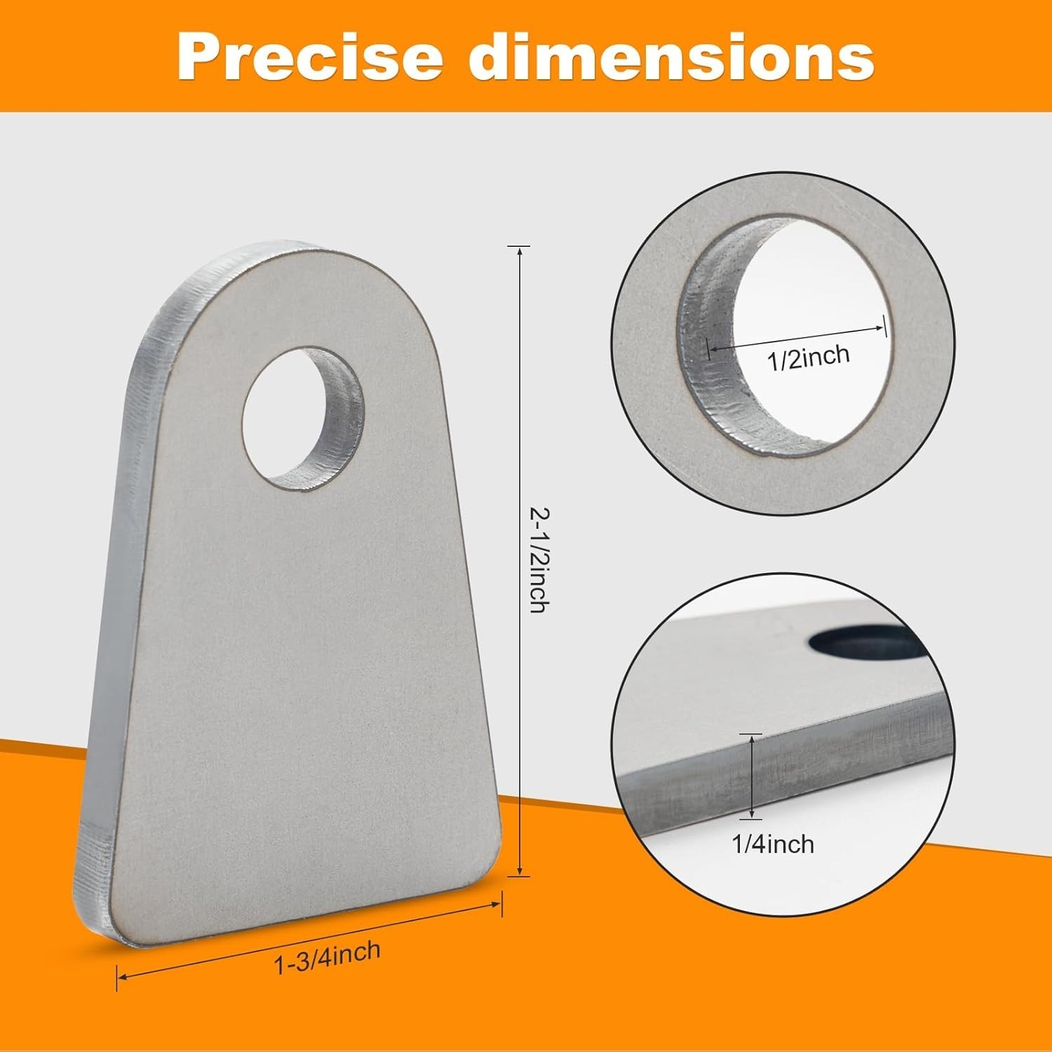 Weld On Tabs 1/2" Hole 1/4 Thick Steel Brackets Shock Mount Trailer Universal 4X