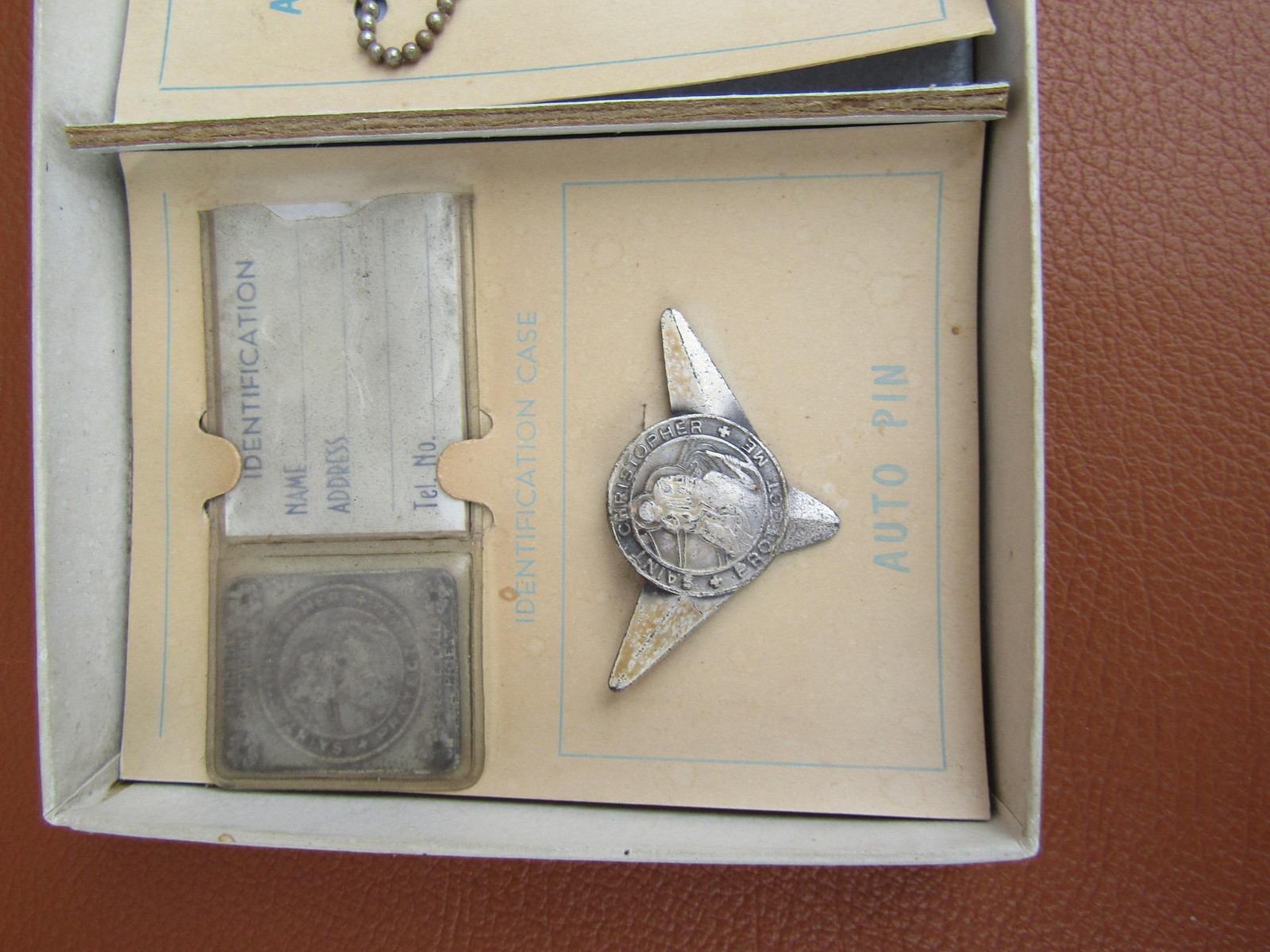 Vintage Orig NOS Dashboard Jesus & St. Christopher ID Auto Kit Chevy Ford Mopar