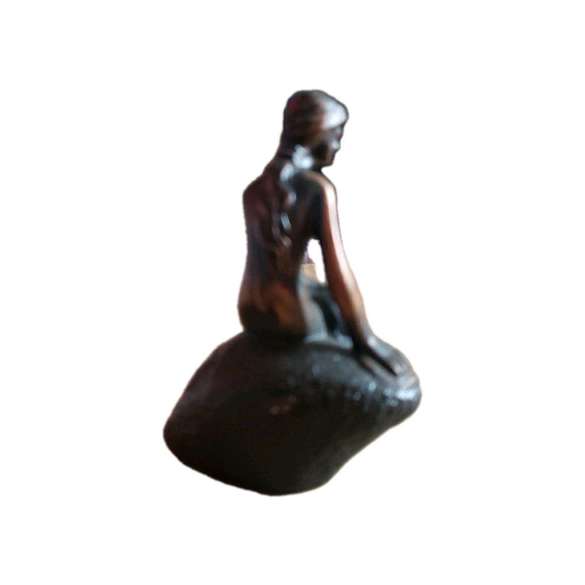 Danish Mermaid Brass Bronze 4" Sculpture Figurine Paper Weight Denmark Vintage