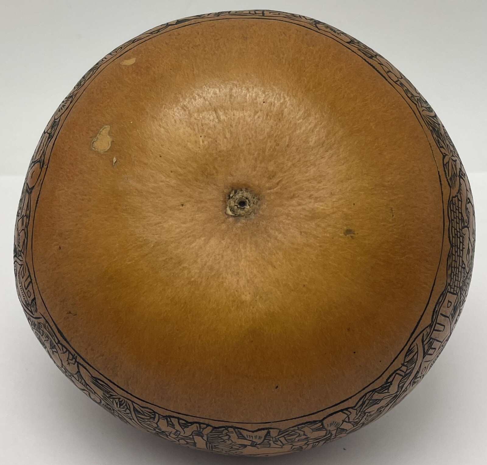 Vintage Peruvian Story Telling Gourd Finely Detailed Hand Carved Rattle