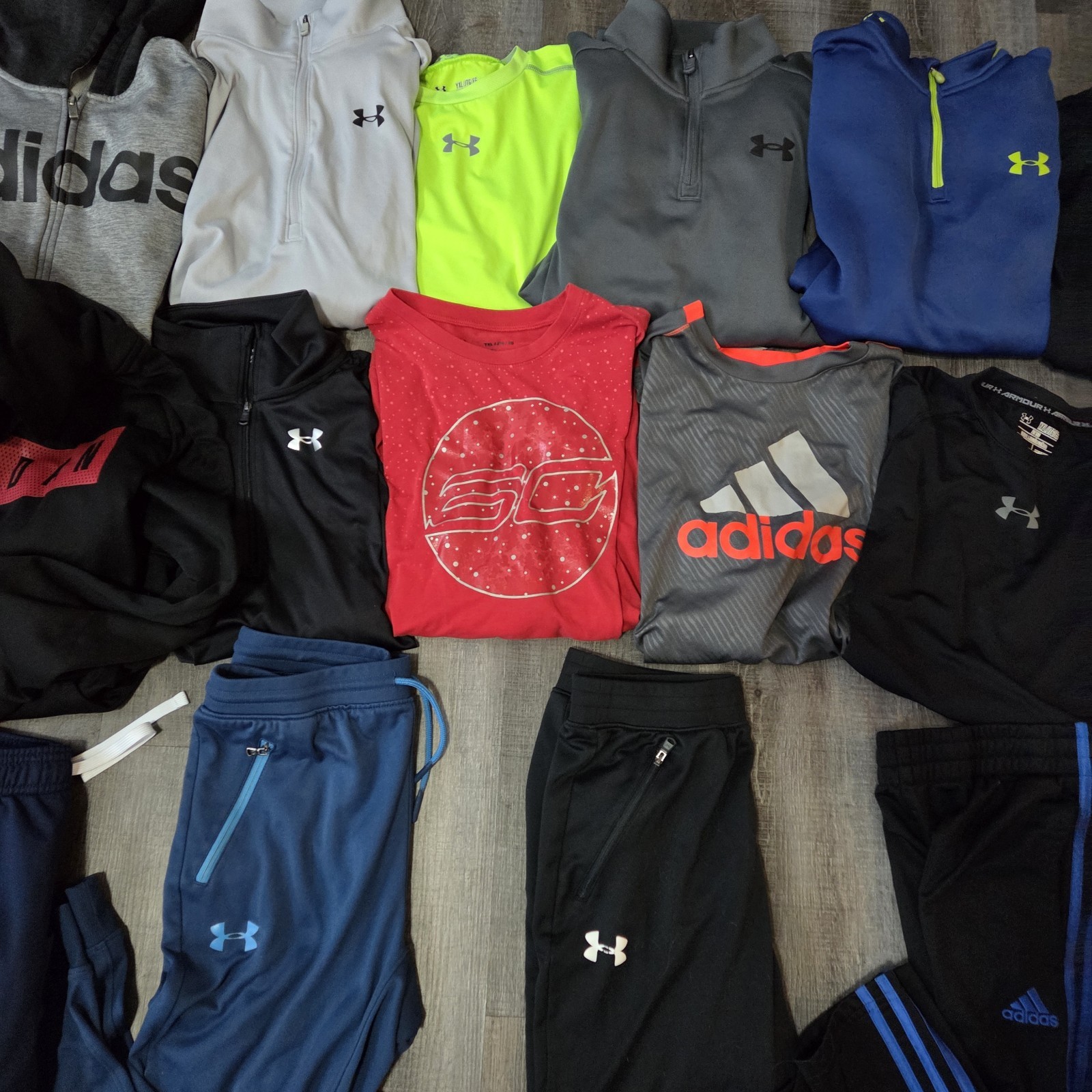 NIKE UNDER ARMOUR ADIDAS Boy's XL Athletic Lot Of Pants Long Slv Shirts 20 Pc