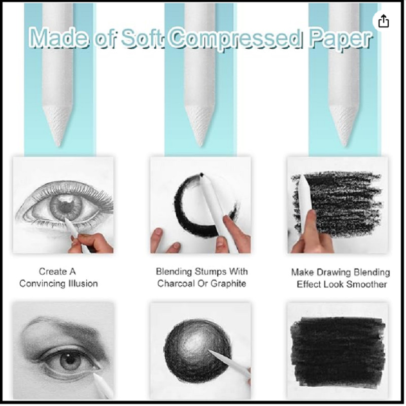 20Pcs Blending Stumps for Drawing, Tortillions Blending Sticks for Beginner Art