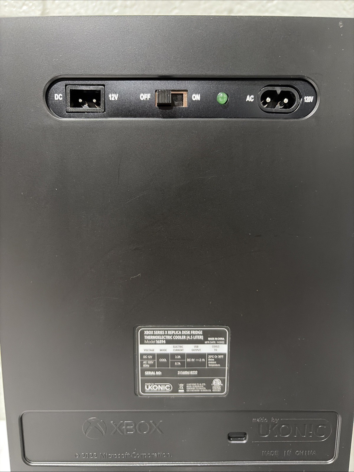 XBOX Series X 4.5L Replica Mini Desk Fridge (Thermoelectric Cooler) No Box