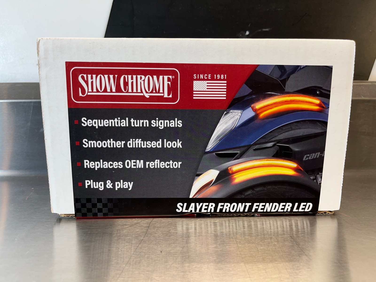 Show Chrome Slayer Front Fender LED w/ Smoke Lens Can-Am Ryker Spyder 41-187ABK