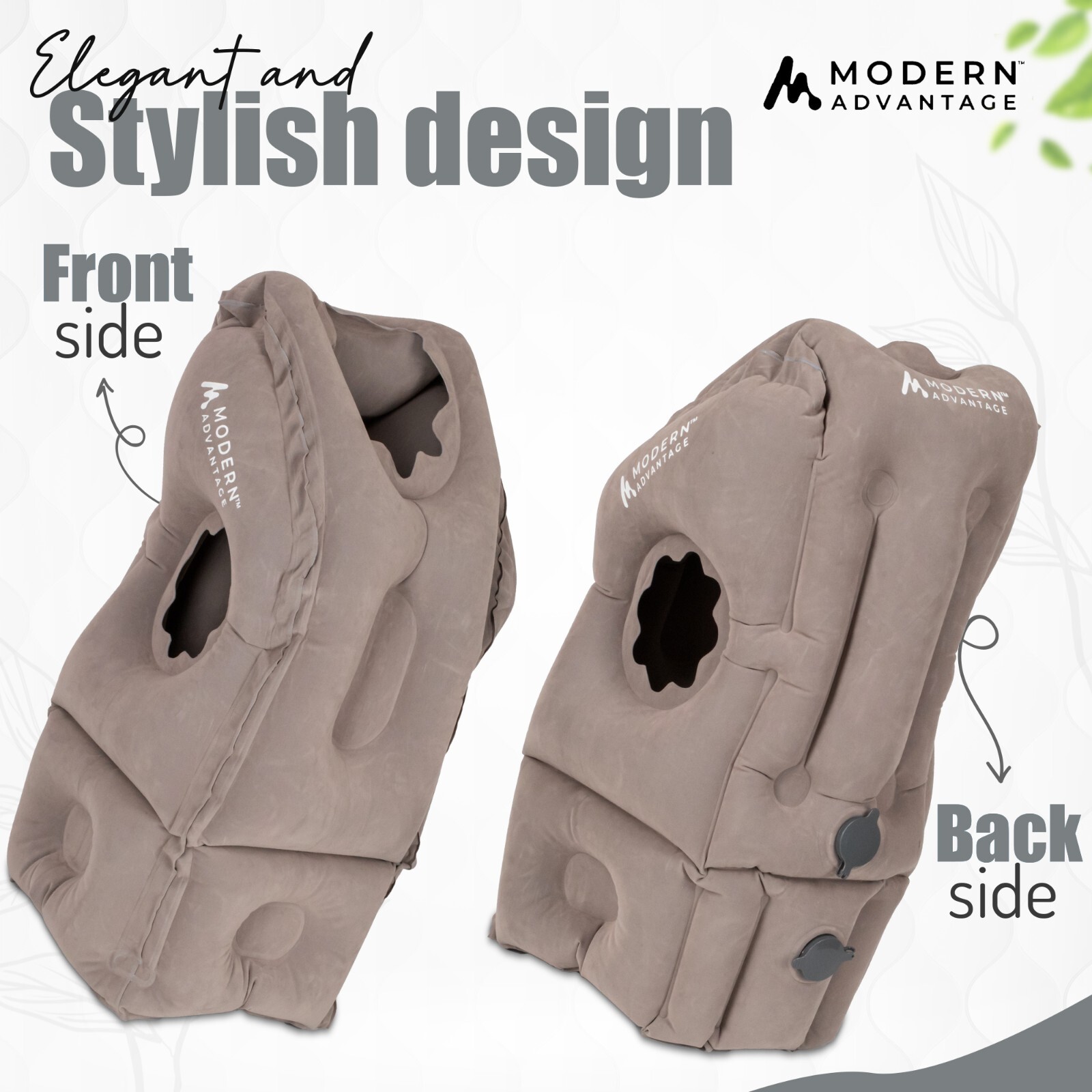 Inflatable Travel Pillow with Extra Bottom Pack of 2 (Grey) FREE SHIPPING