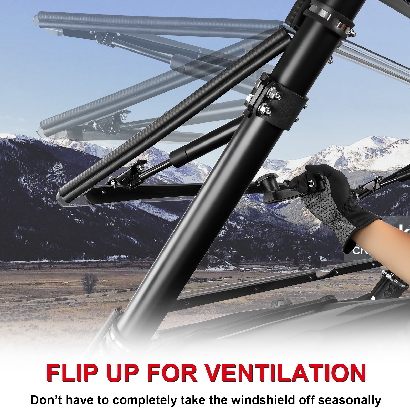 3-In -1 Flip UP Windshield Window for Polaris RZR XP 1000 2014-2018/RZR XP Turbo