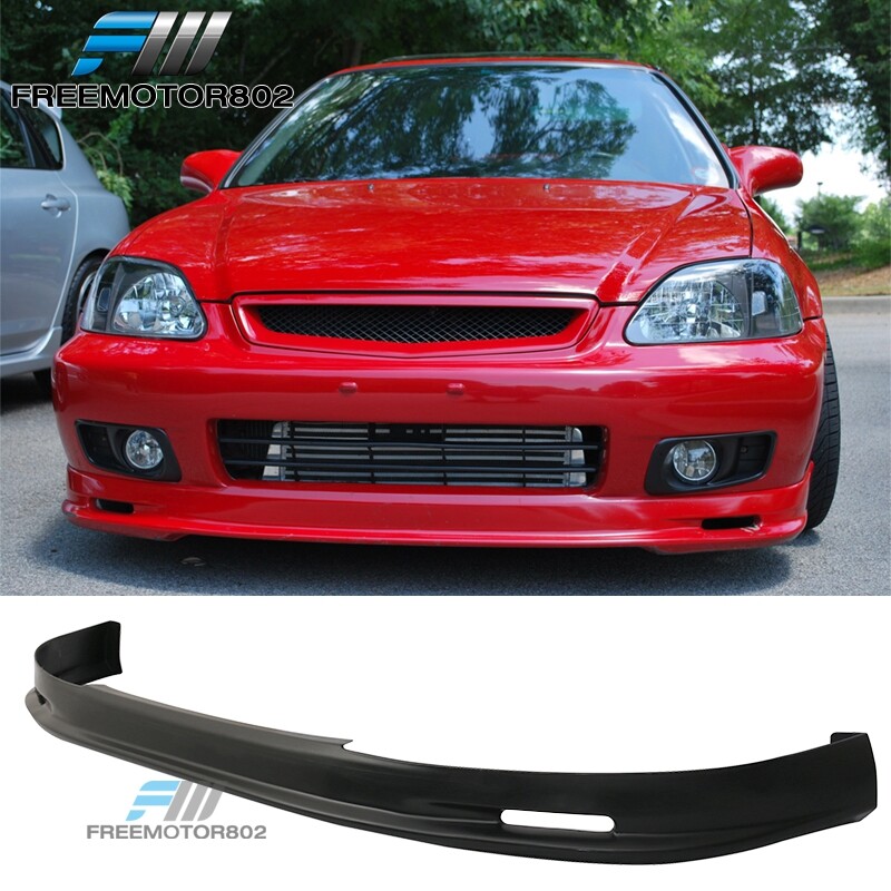 Fits 99-00 Honda Civic EK EK9 Mugen 2/3/4DR Black Front Bumper Lip Splitter - PP