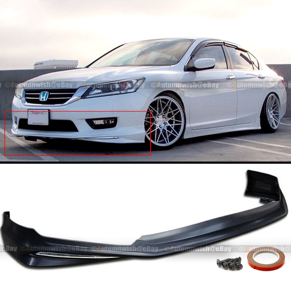 For 13-15 Honda Accord 4Dr JDM MD Style Front Bumper Lip Spoiler Chrome Molding