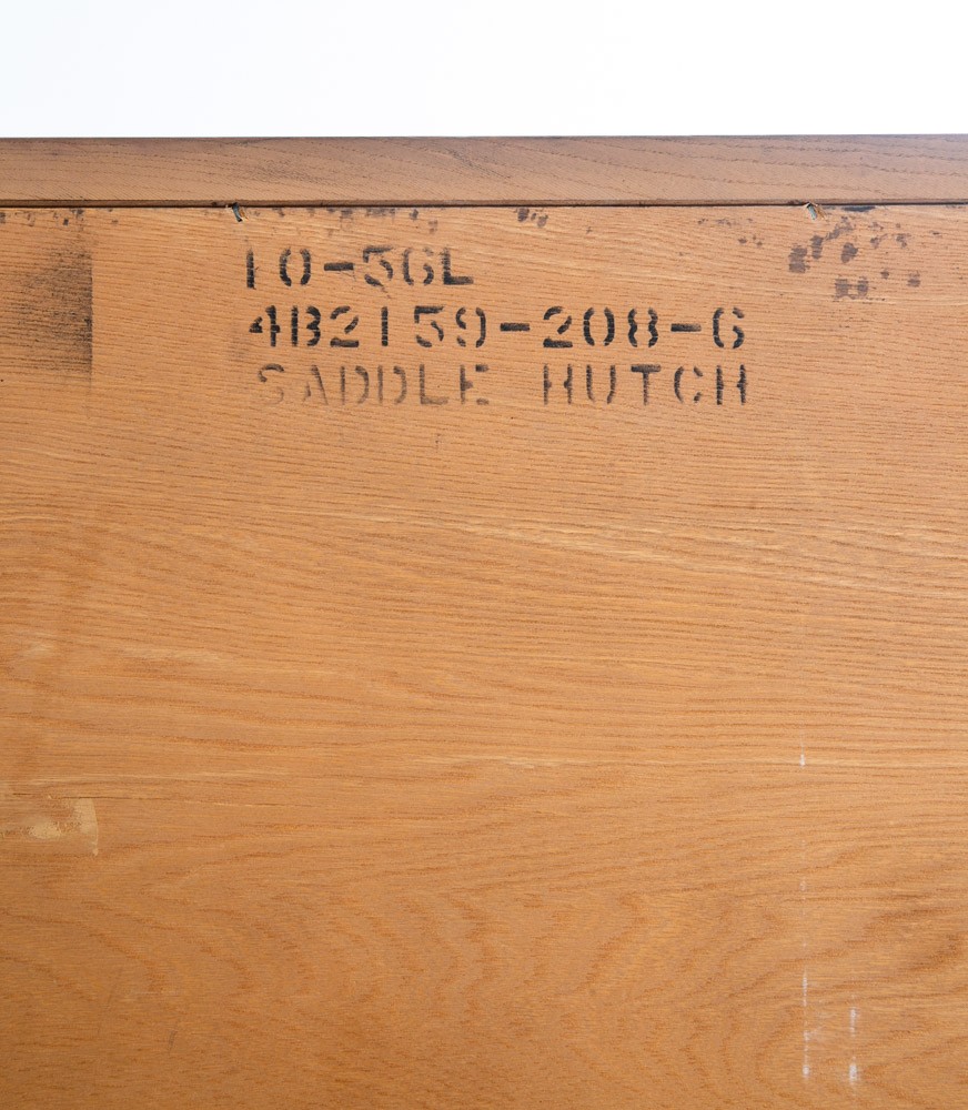 Mid Century Modern China Cabinet 3 Drawers Solid Wood MCM Vintage Hutch Glass