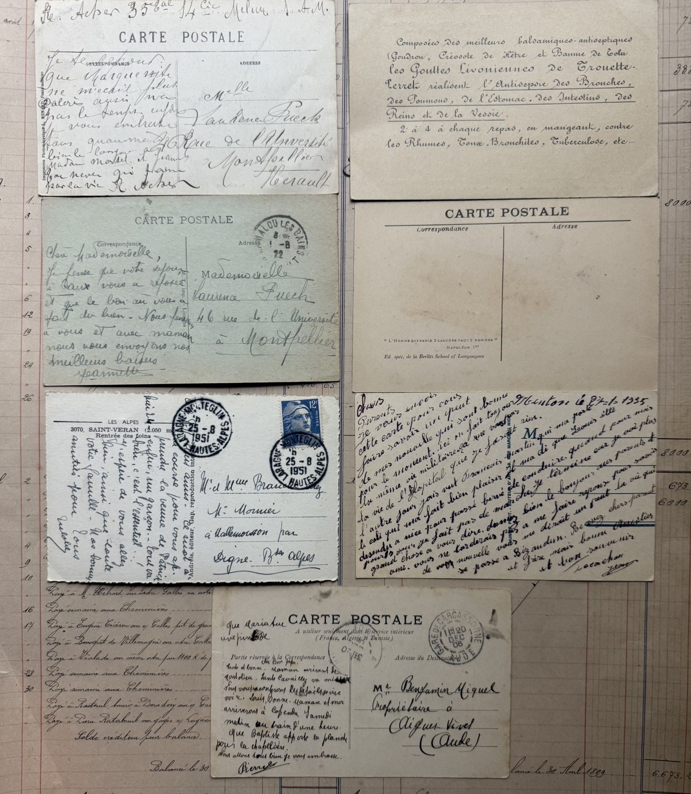 Large Lot Antique Vintage Authentic French Ephemera - Handwritten Letters Photos