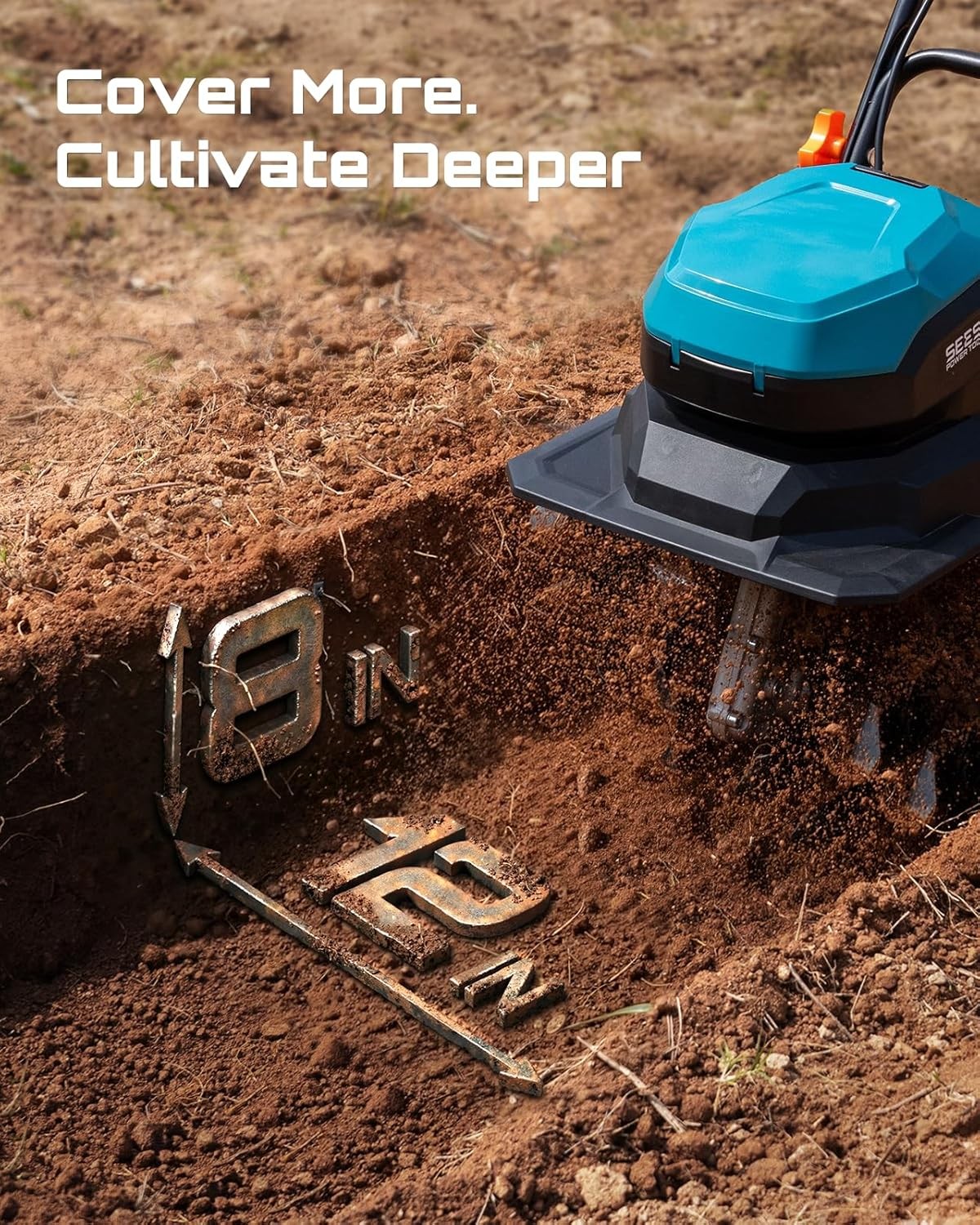 Seesii 40V Electric Tiller Cultivator 2×5.0Ah Battery Cordless Soil Rototiller