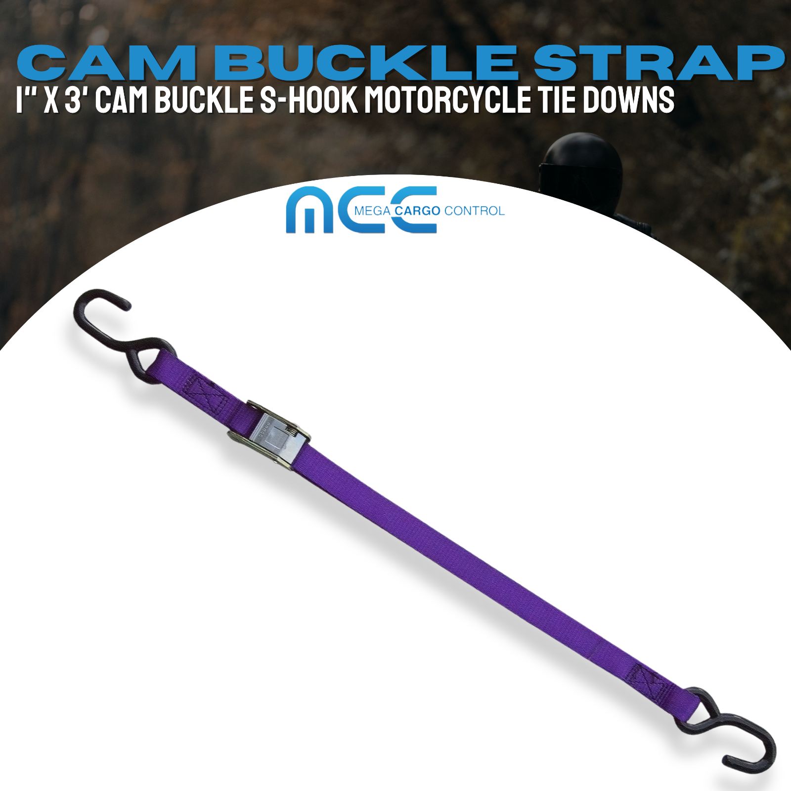 1 x 3 ft Cam Buckle Tie Down Strap with S Hook for Trailers