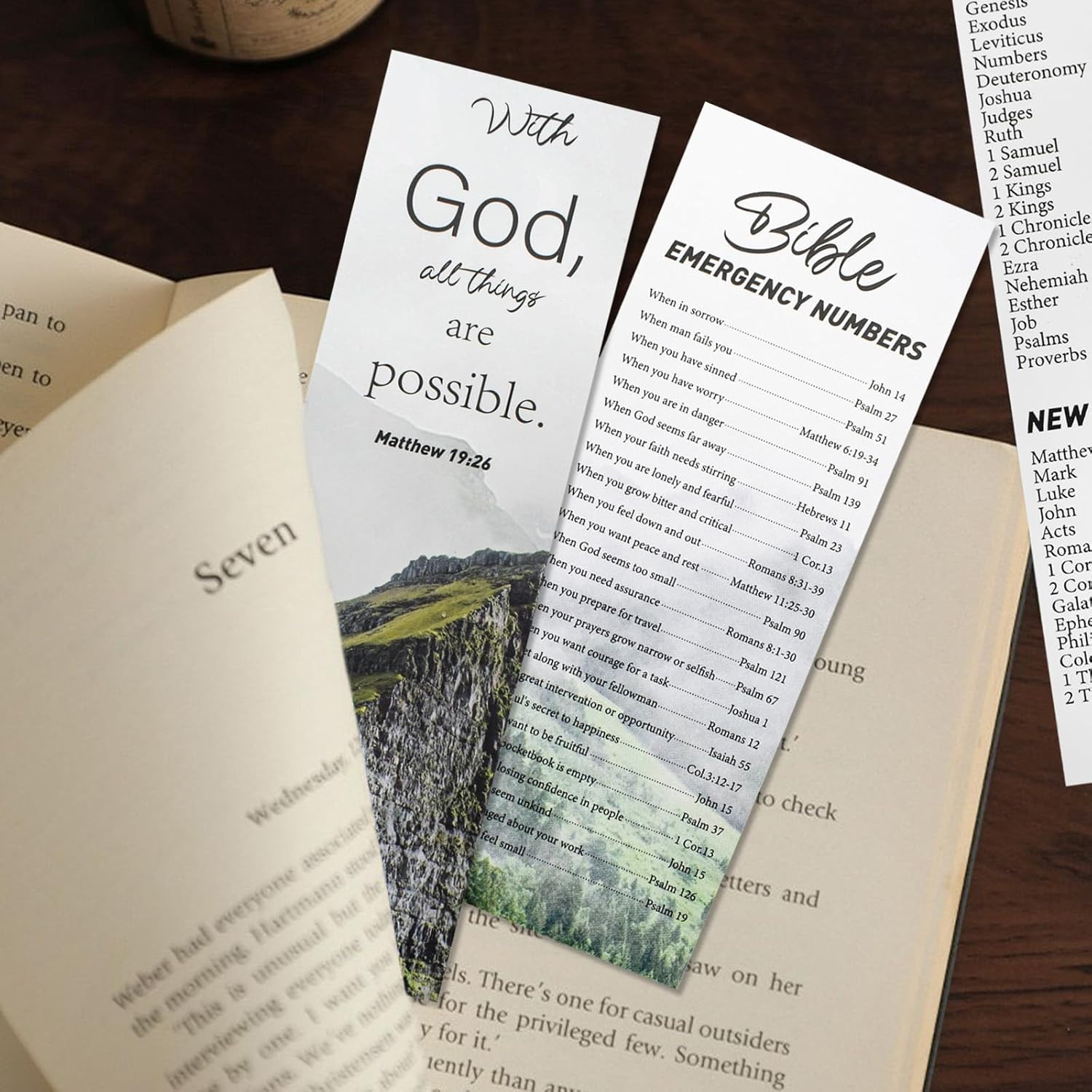 20 Pack Bible Bookmark Set with Emergency Numbers - Large Print for Church Gifts