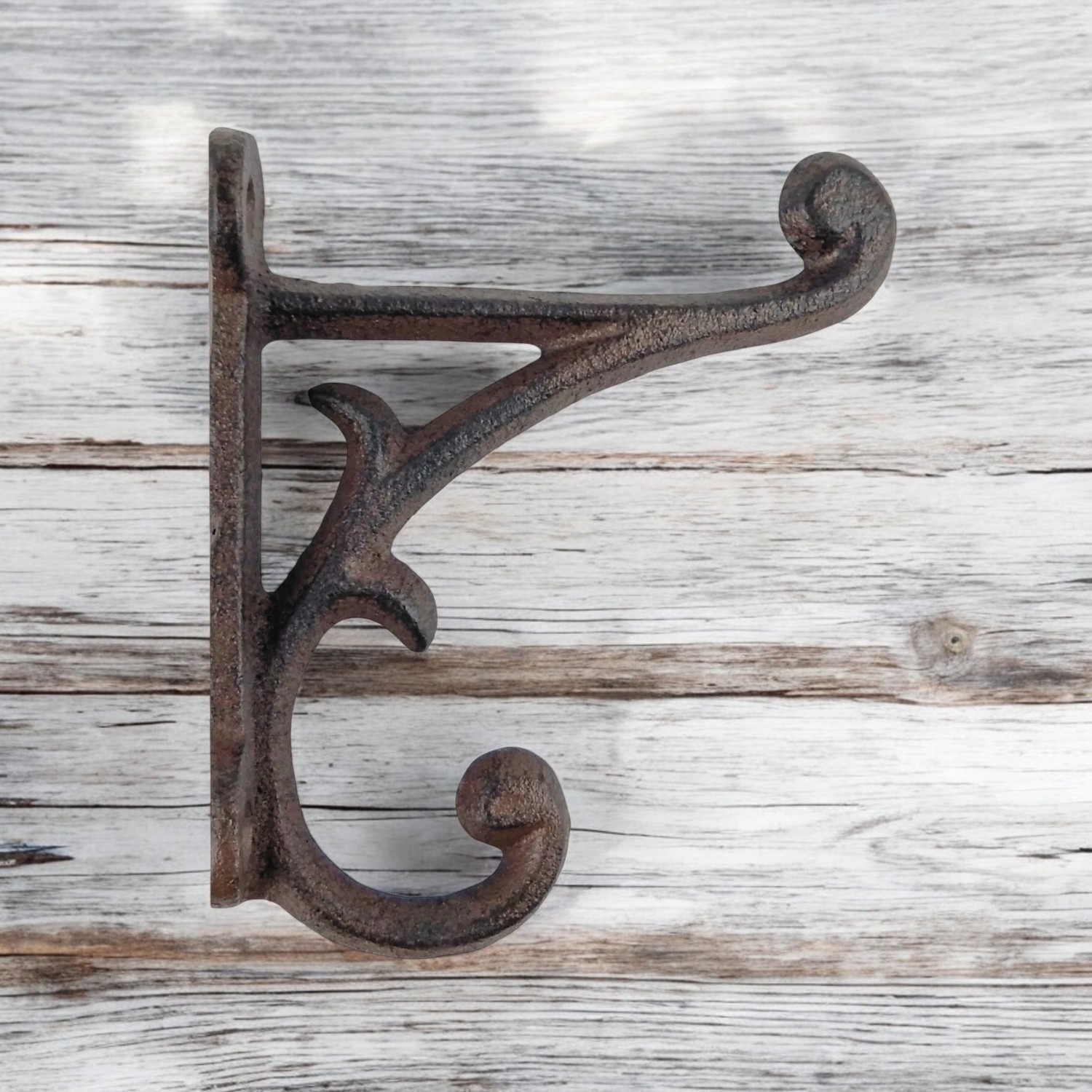 Rustic Cast Iron Double Wall Hook – Antique Vines Scroll Coat Towel Key Hanger