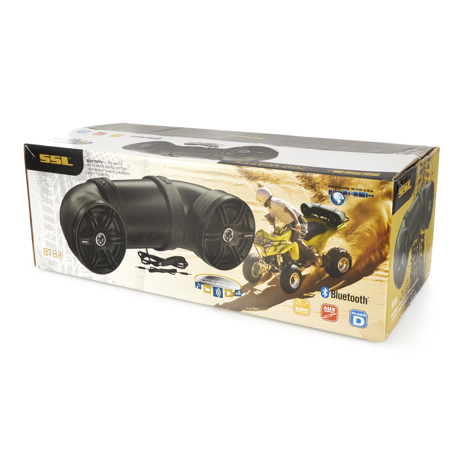 SOUNDSTORM BTB8 Dual 8" 700W ATV/Marine Amplified Tube Speaker with Bluetooth