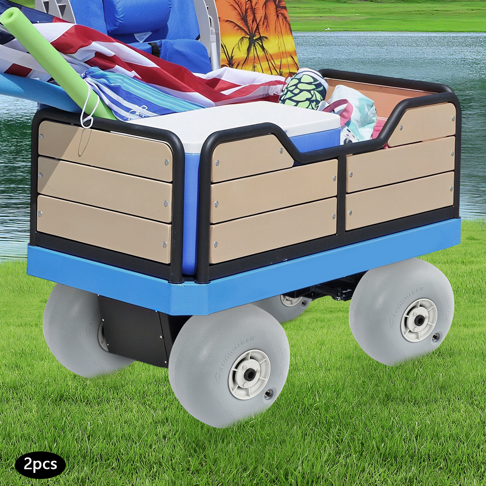 2Pcs Balloon Beach Sand Tire Beach Balloon Wheel Beach Cart Tires 55kg/121lbs