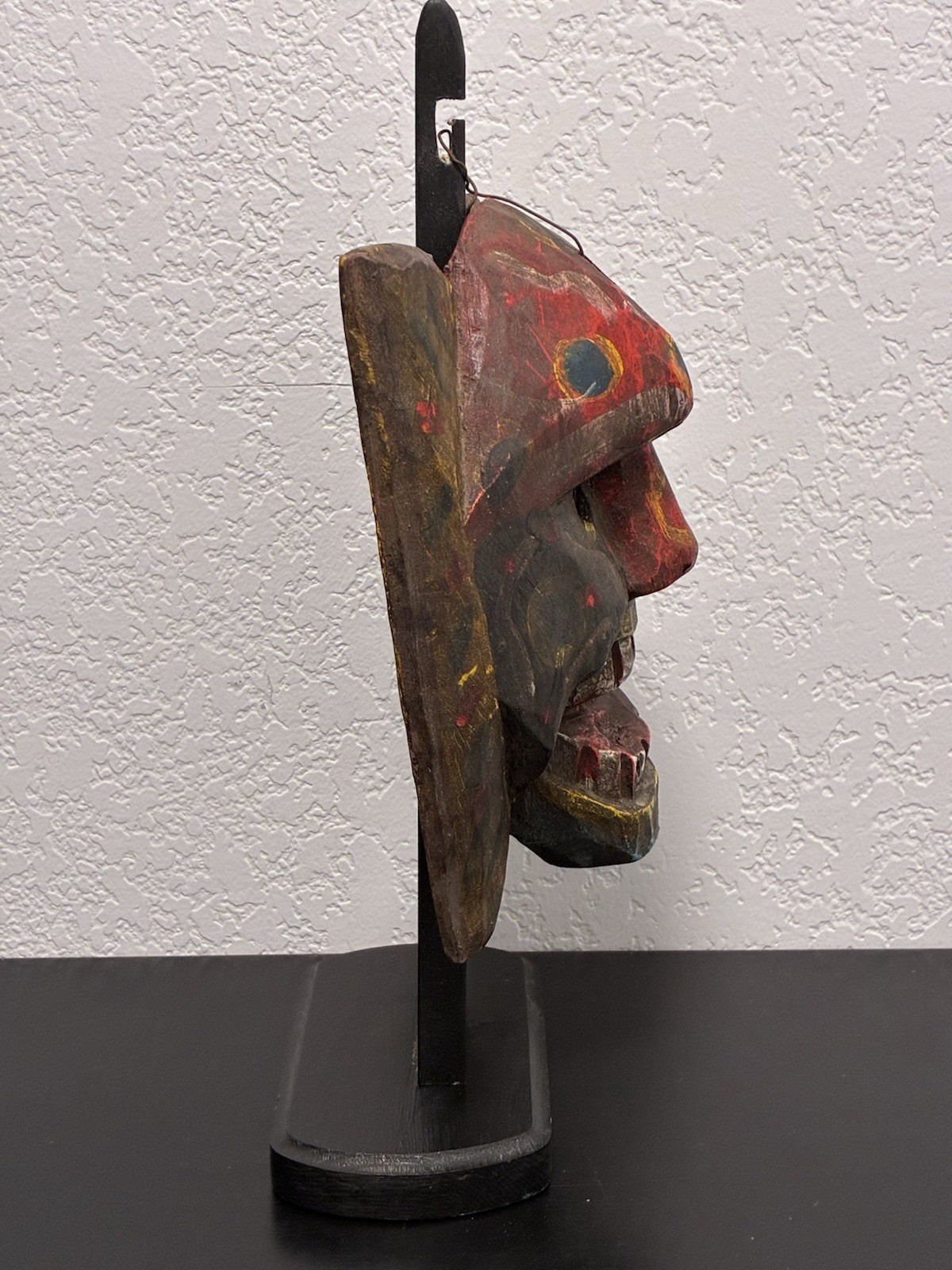 Vintage Guatemalan Dance Mask Hand Carved Wood Moro Folk Art Conquest Danced Age