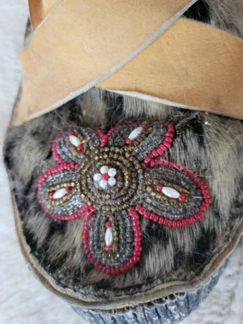 Vintage Handmade Fur, Skin, Leather, Felt & Glass Beaded Native Alaskan Mukluks