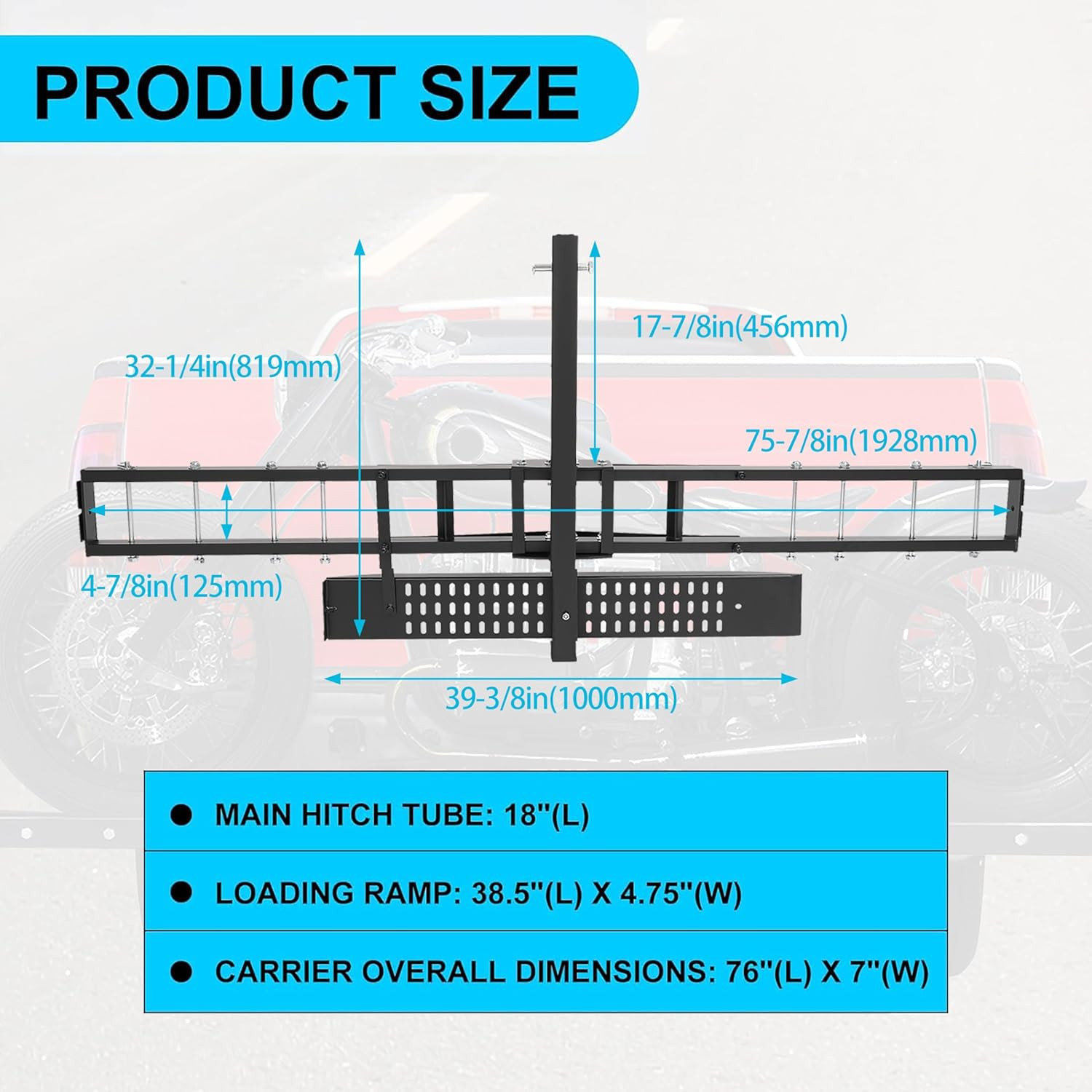 600LBS Steel Car Racks Carriers Motorcycle Bike Racks Hitch Mount Rack Anti Tilt