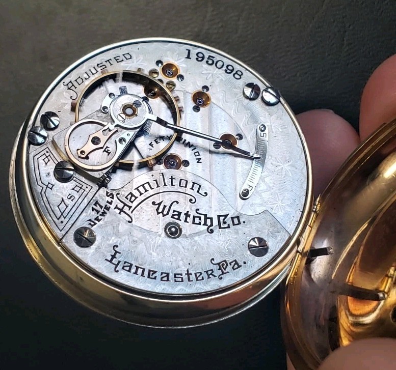 Antique Rare Hamilton Pocket Watch Grade 935, Size 18, Gold Filled 17j Works