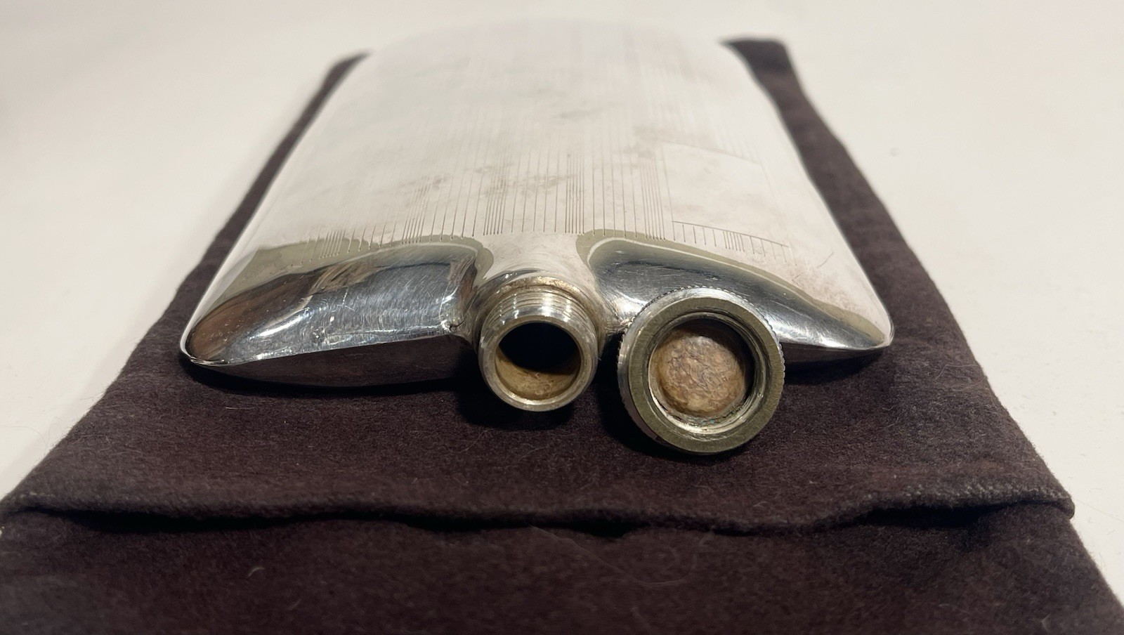 Vintage Marlboro Plate Silver Plated Hip Flask With Case