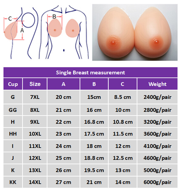 KK Cup Artificial Self Adhesive Silicone Breast Drag Queen CD 14XL Large Boobs