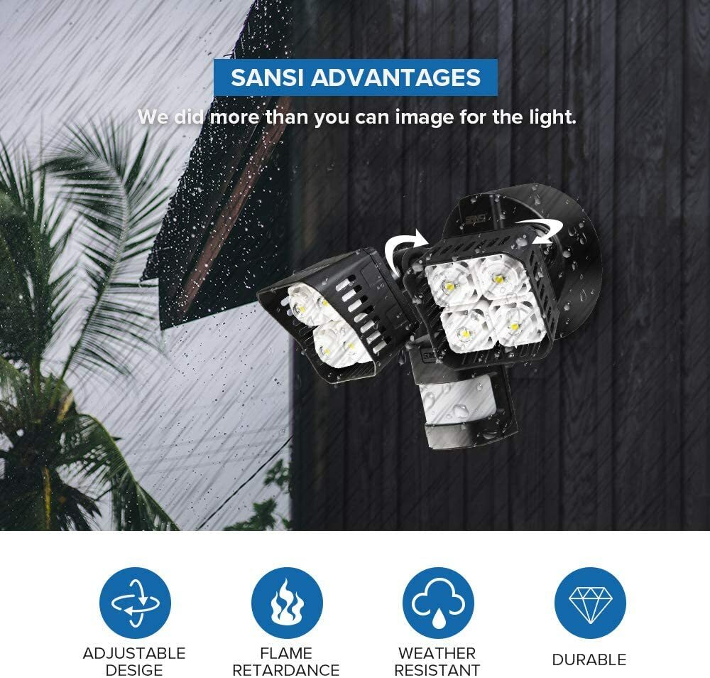 3400lm LED Motion Sensor Light 30W Security Light Spotlight Backyard Safe Guard