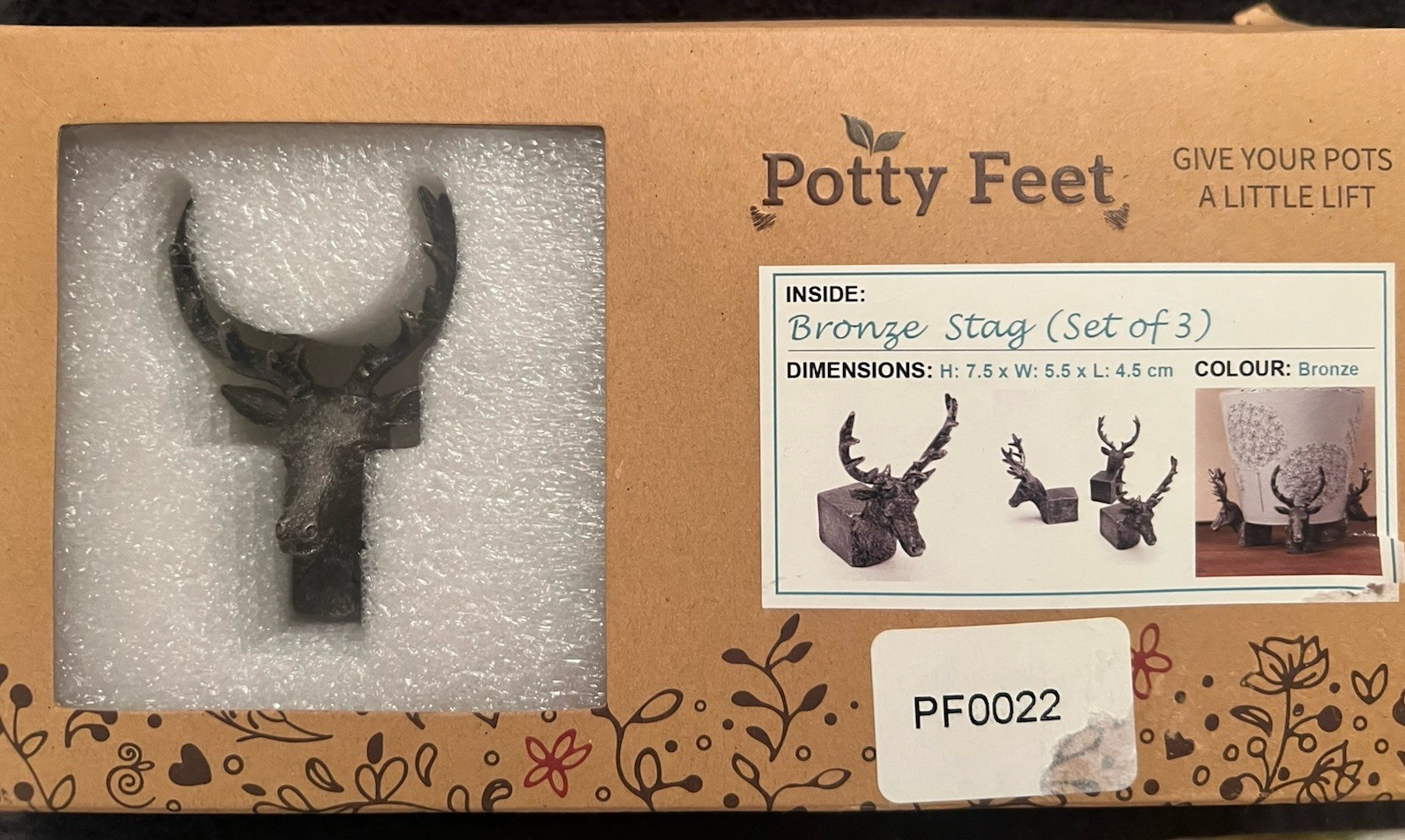 Potty Feet Stags Figures Planter Riser Handmade Yard Art Ornaments 3pcs New