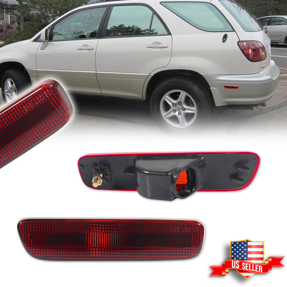 2X Red Lens Rear Bumper Side Marker Corner Lights For 1999-2003 Lexus RX300