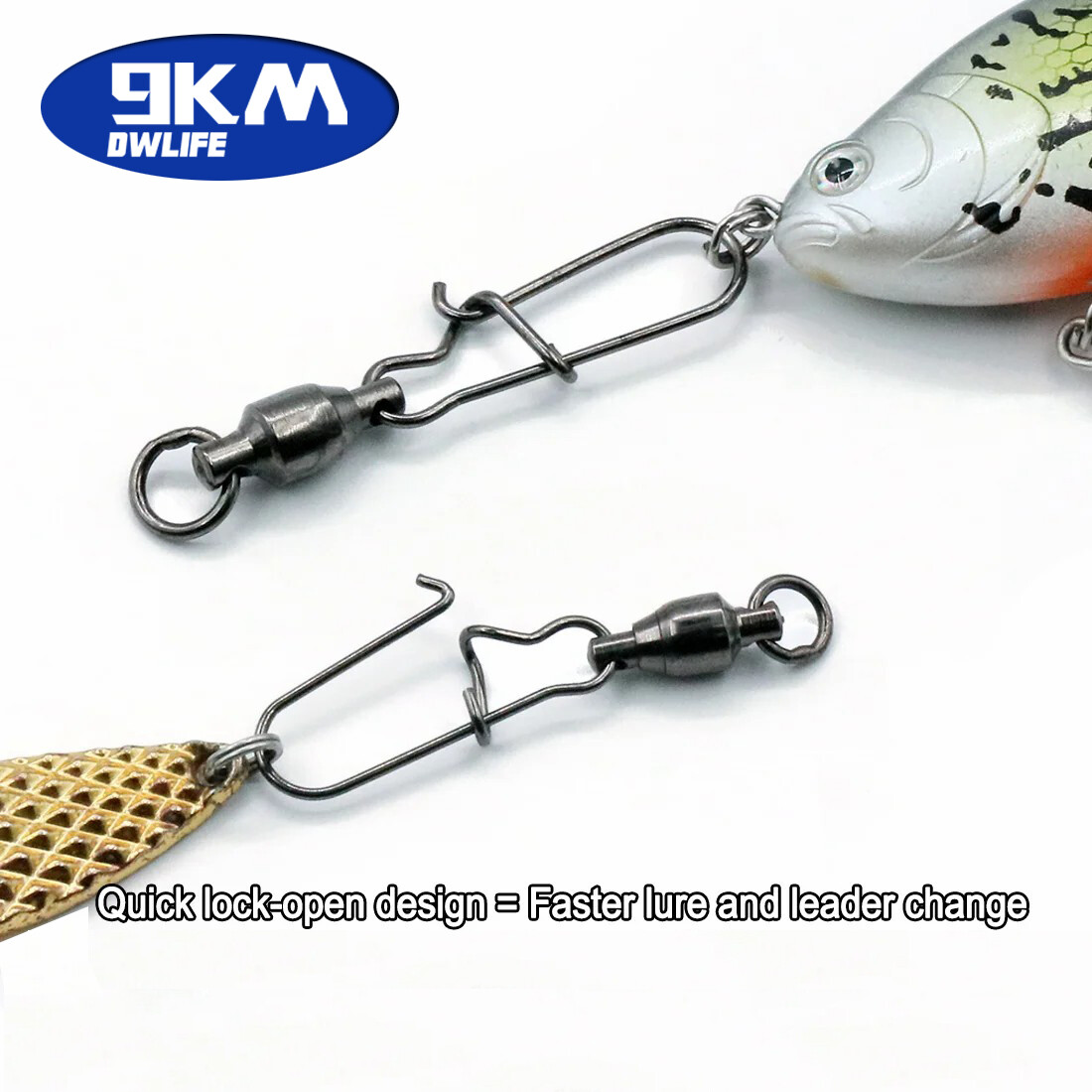 20~100Pcs Ball Bearing Snap Swivels with Crane Duo Lock Snap Tackle 22LB~276LB