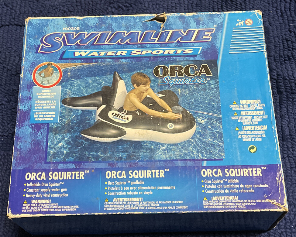 SWIMLINE Water Sports Inflatable Blowup Orca Squirter Squirt Pool Toy NEW Ride