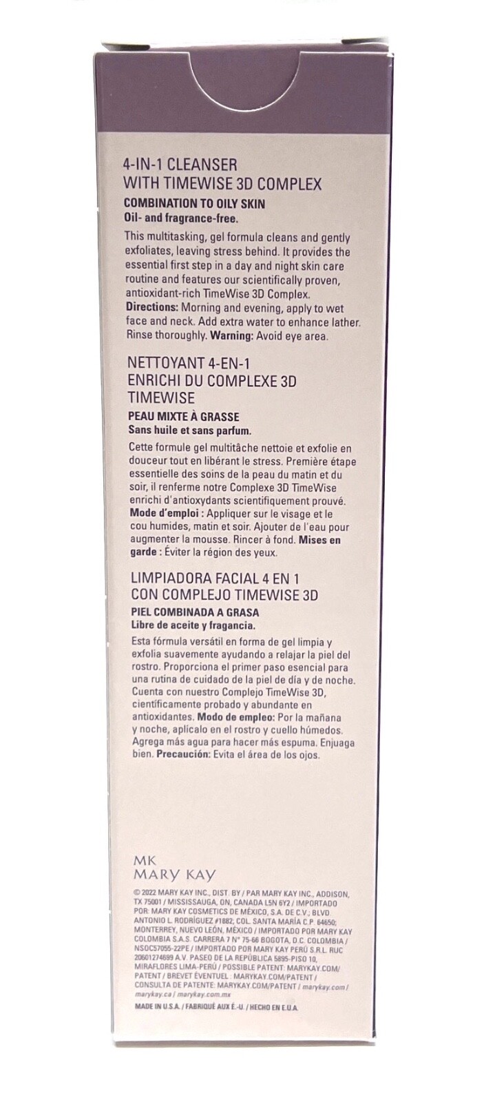 MARY KAY 4-IN-1 CLEANSER W/TIMEWISE 3D COMPLEX~217404~COMBINATION TO OILY~NIB!