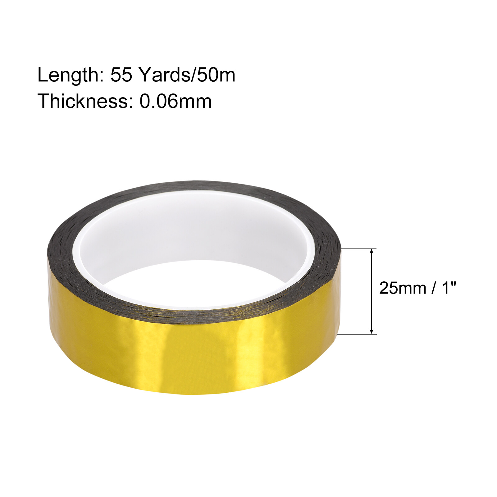 Gold Tone Metalized Tape 1 Inch x 55 Yards Decoration Tape for DIY