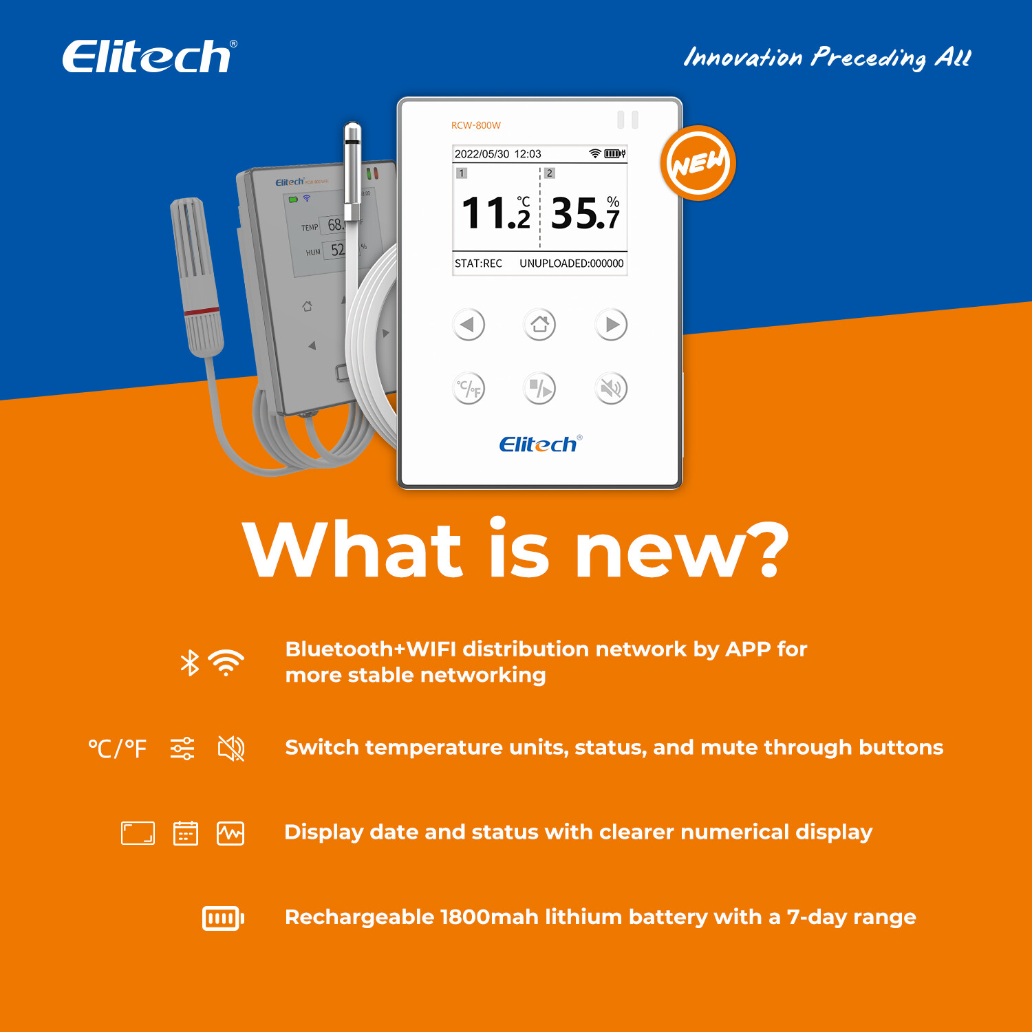 Elitech Temperature Data Logger WiFi Recorder Monitor Cloud Storage RCW-800W