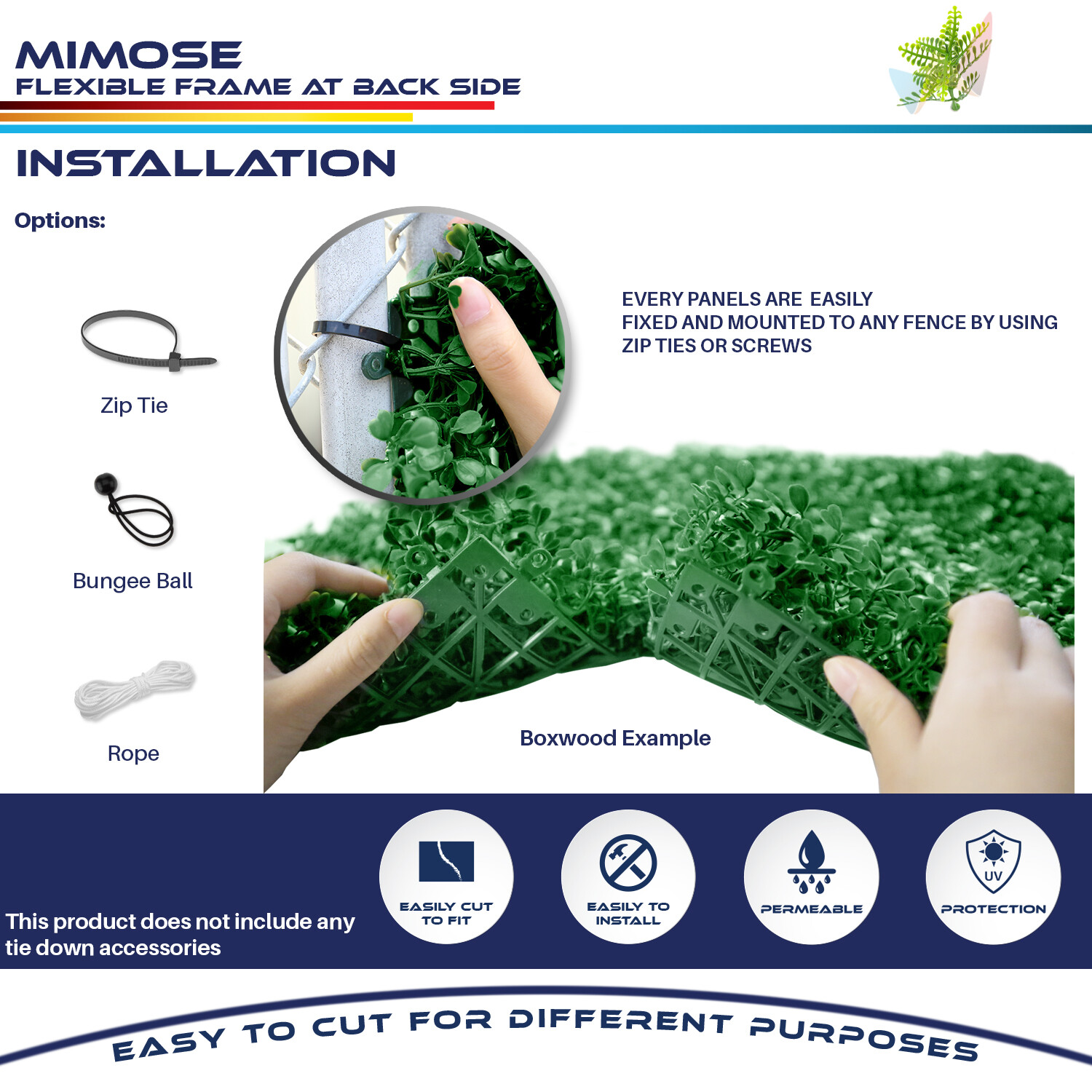 20"x20" Artificial Faux mimose Leaf Privacy Fence Screen Decor Panels Hedge