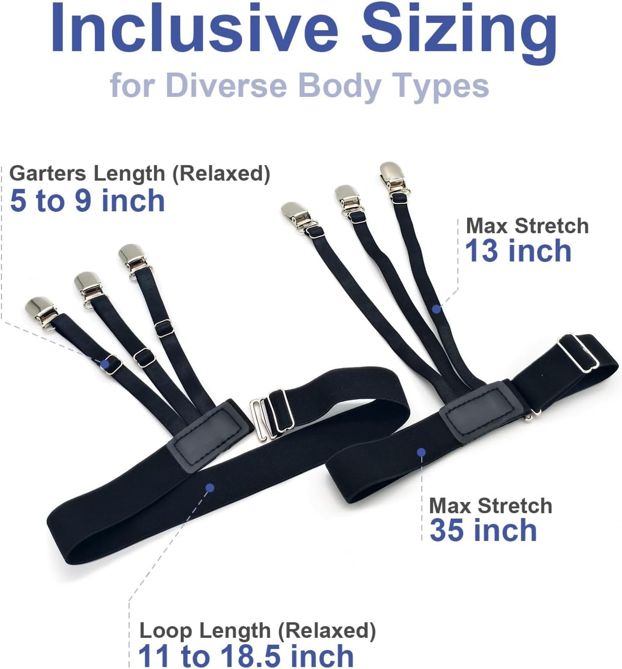 Shirt Stays for Men – Adjustable 3rd Gen Elastic with Non-Slip...