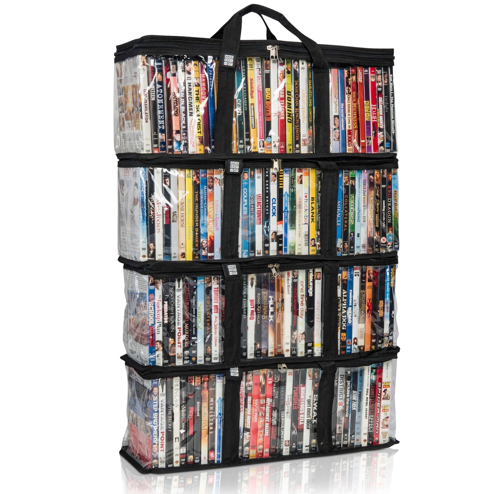 Made Easy Kit Media Storage Cases with Dividers, Stackable (DVD, CD, Blu-ray)