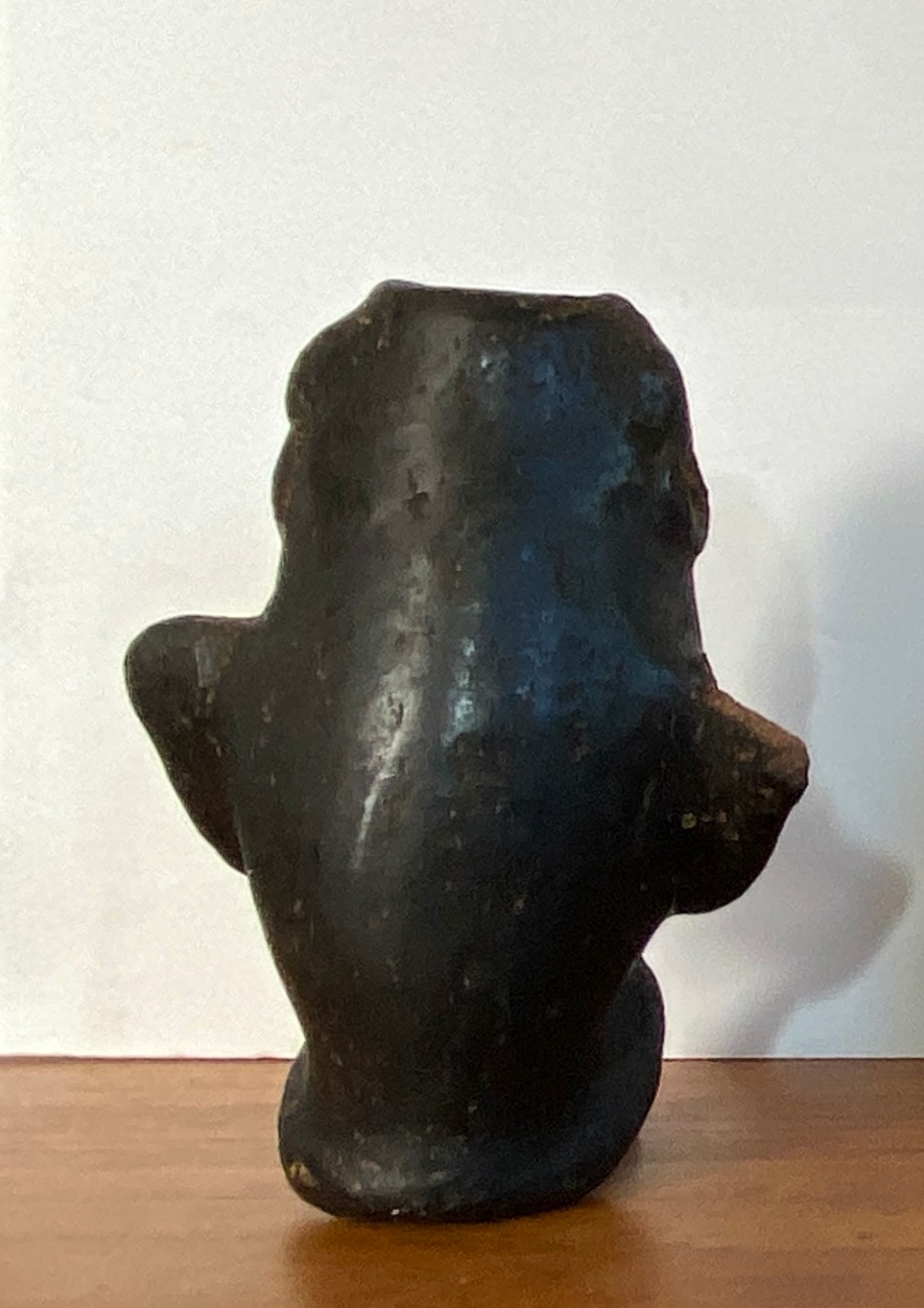 3 Pre Columbian Style Black Ware Clay Figures Musical Seated Vintage / Antique