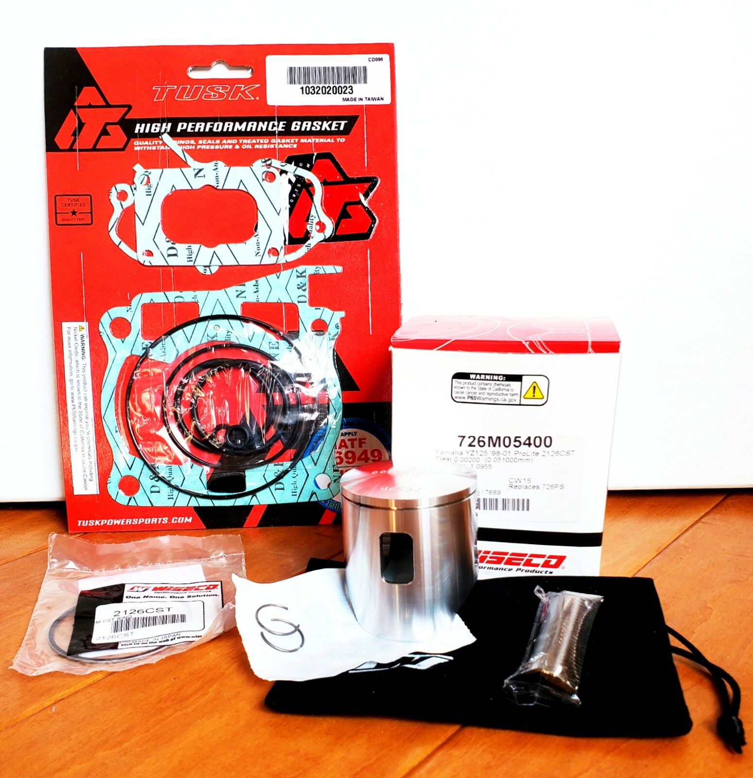 Wiseco Piston Kit & Tusk Top End Gasket Set Yamaha 1998-2001 YZ 125 54mm