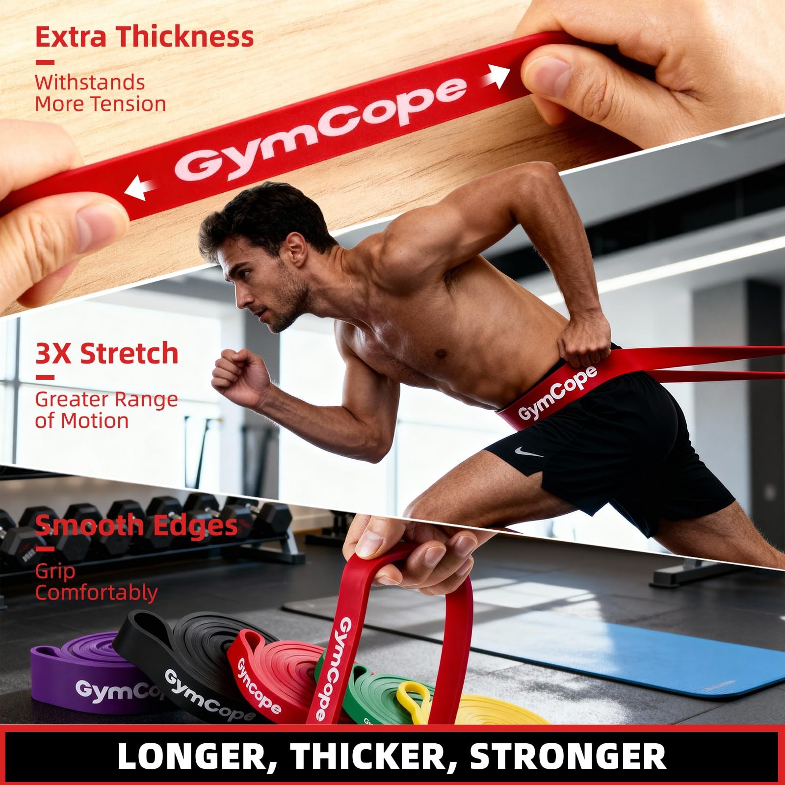 Pull Up Resistance Bands Set (3/4/5 Pack), Heavy Duty Exercise Bands for Men ...