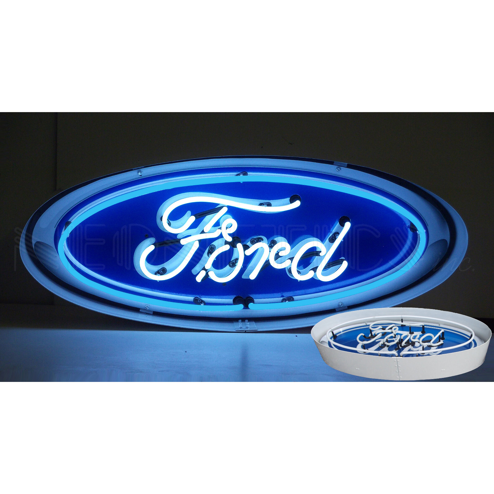 Neon sign Ford Oval Steel Case Lamp wall light Mustang 30" F-150 F100 F350 truck