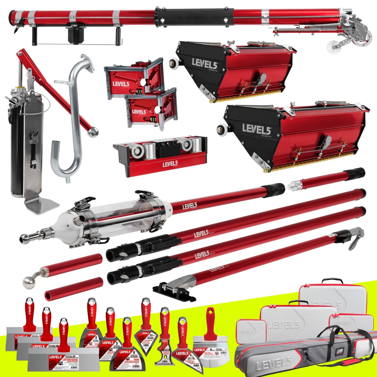 LEVEL5 MEGA Drywall Taping and Finishing Set, Ext. Handles + MiniShot  | 4-685P