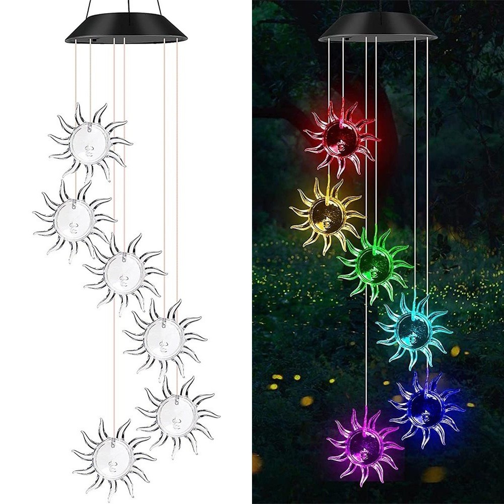 LED Sun Wind Chime Solar Powered Lights Color-Changing Yard Garden Decor 1Pack