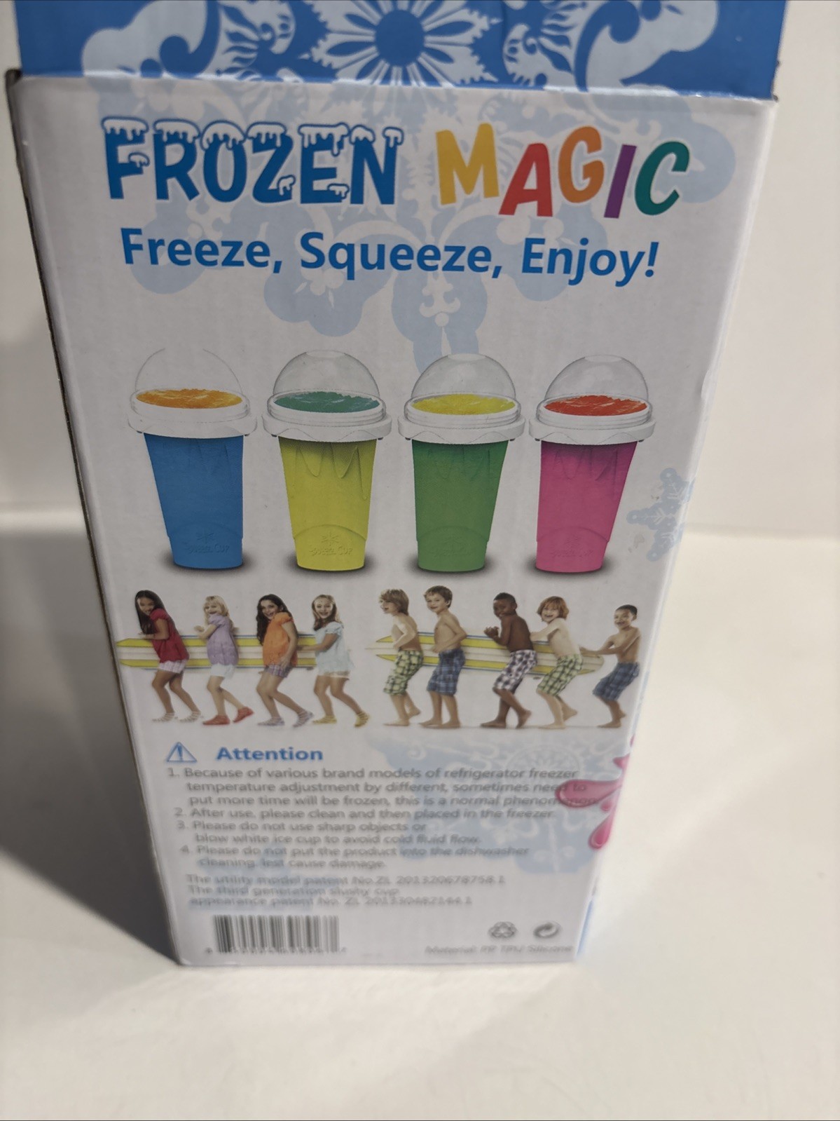 FROZEN MAGIC Squeeze Cup, Blue - Easy To Make, No Mess - New - Free Shipping