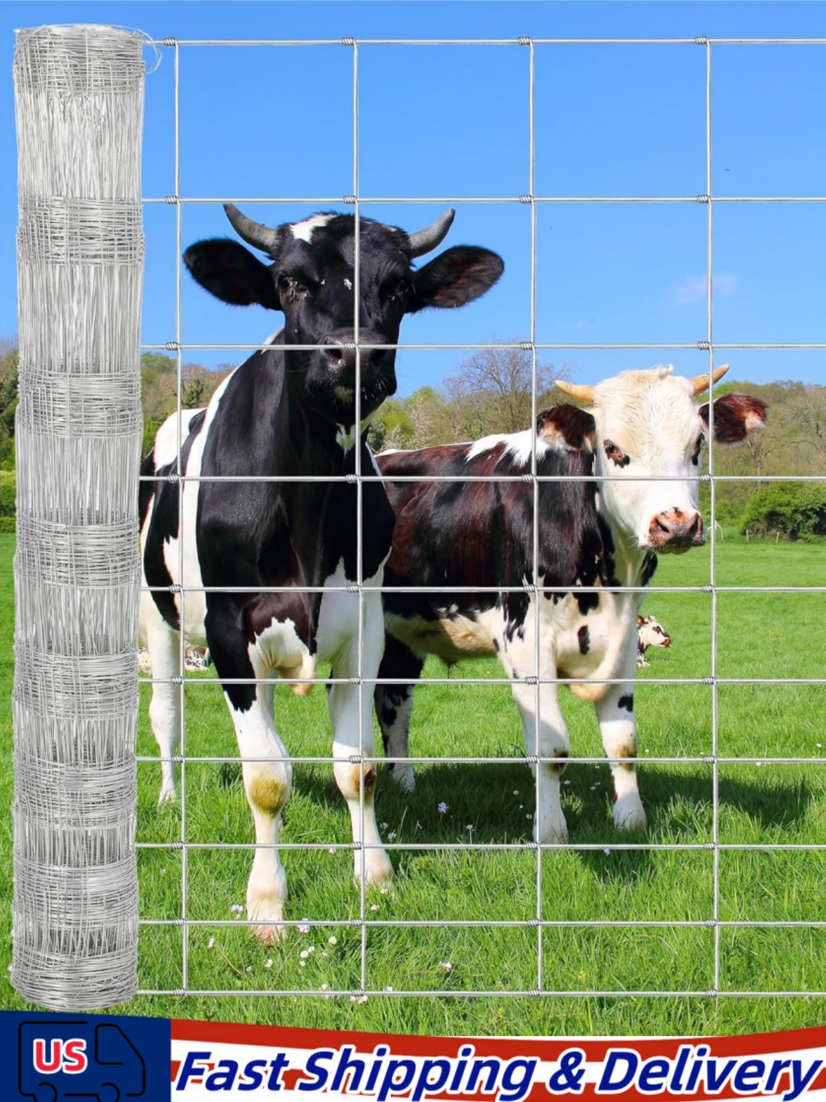 Farm Fence 4/5/6FT x 328FT 4/5FT x 164FT Galvanized Cattle Animals Protection