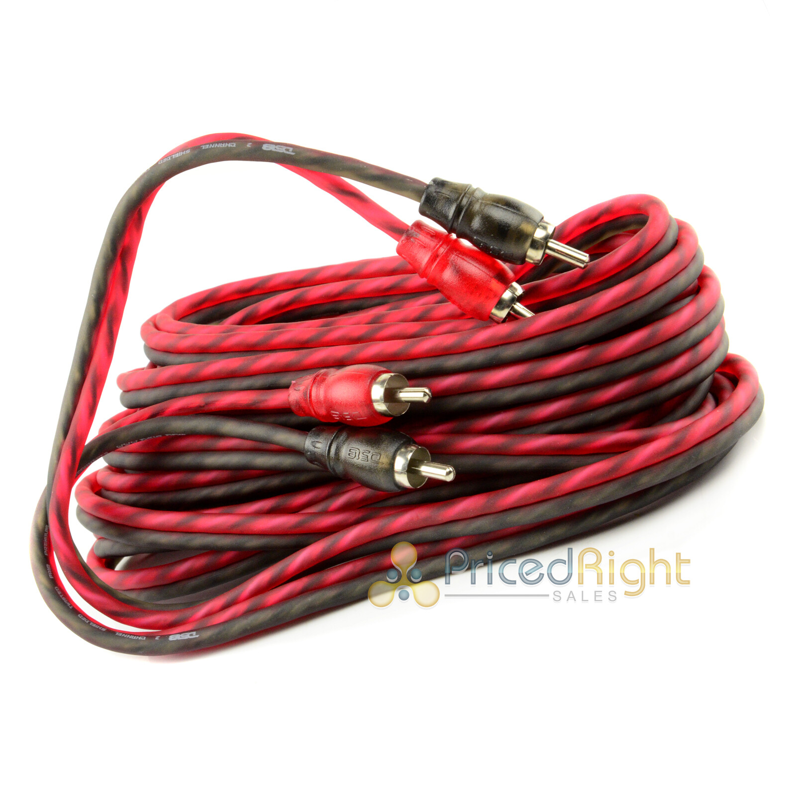 DS18 20 ft 2 Channel Shielded Twisted Interconnect RCA Audio Cable Amp Cables